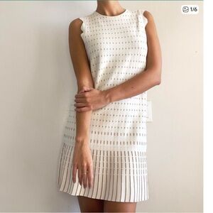 NWT Ted Baker London Relioa Metallic Jacquard Knit Dress Ivory Gold Size 2 US 6